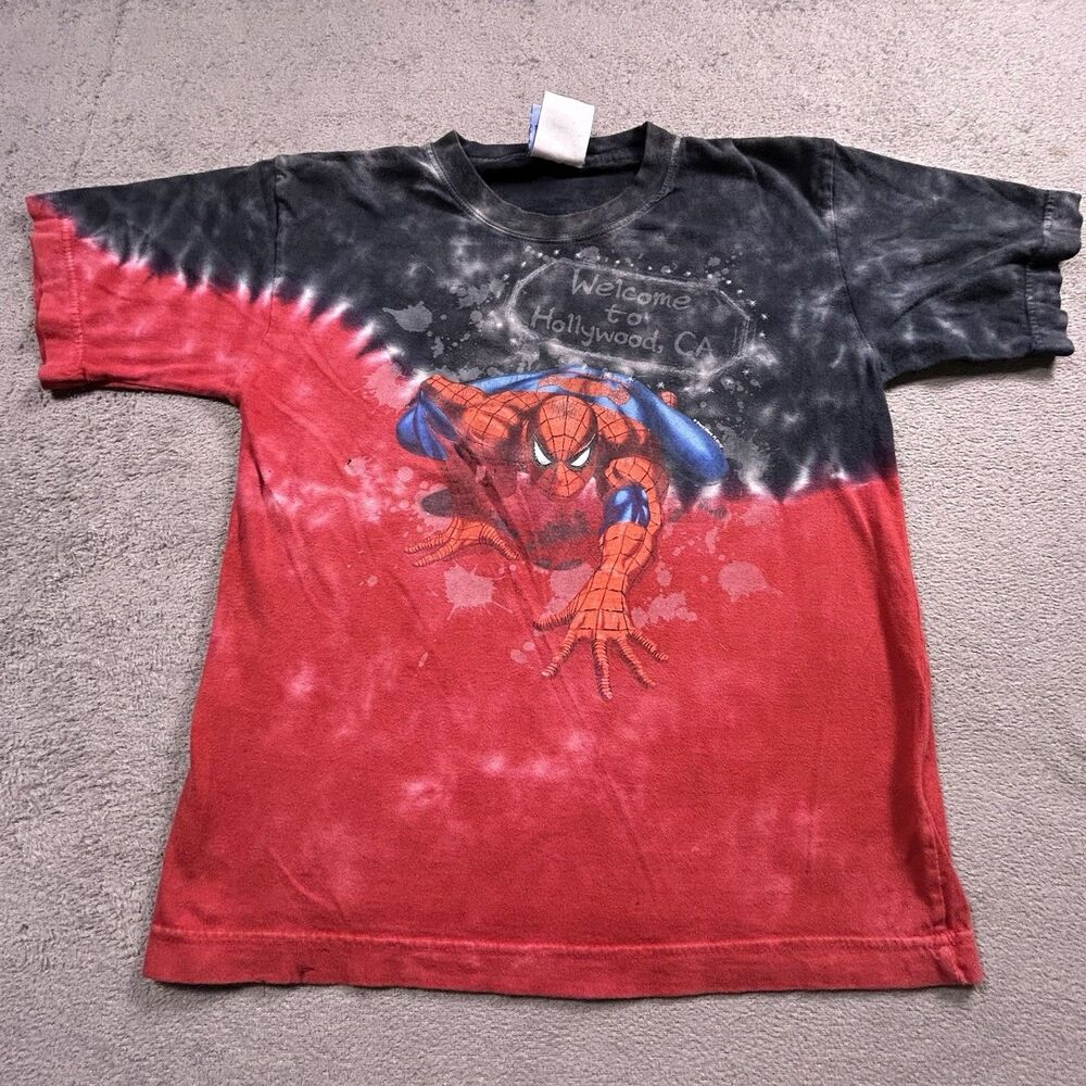 Wild Gear Kids Spider-Man T-Shirt Youth L Red Black Tie Dye